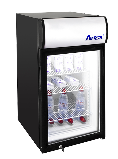 Atosa CTD-3S Countertop Glass Door Merchandiser Cooler with Lighted Header (4.6 Cu. Ft.)